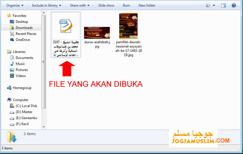 File yang akan dibuka Kitab PDF tulisan arab